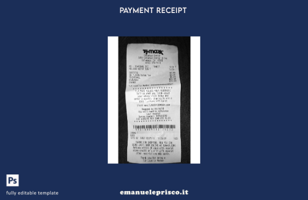 modello di ricevuta di pagamento del negozio USA Tj Maxx in stile verificato